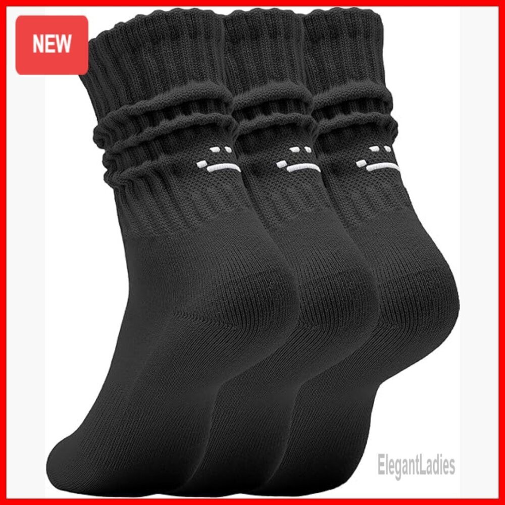 Women's Chunky Ribbed Cotton Crew Socks 3 Pack Slouch Retro Kawaii